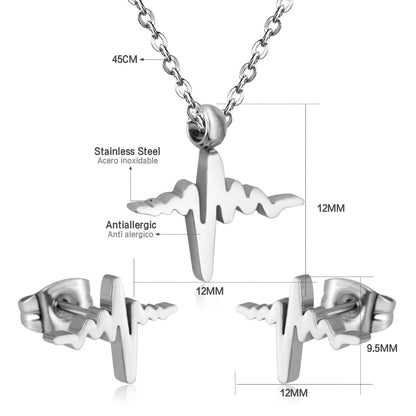 Steel/Gold Cutting Current Frosted/Glossy Jewelry Set without Diamonds