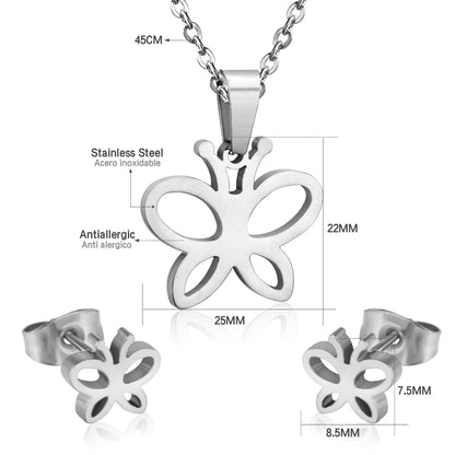 Steel/golden butterfly shape hollowed out glossy cut set without diamonds