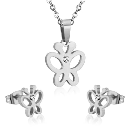 Steel/Gold Tigers Wisps with Diamonds in the Center Cut Jewelry Set with Diamonds