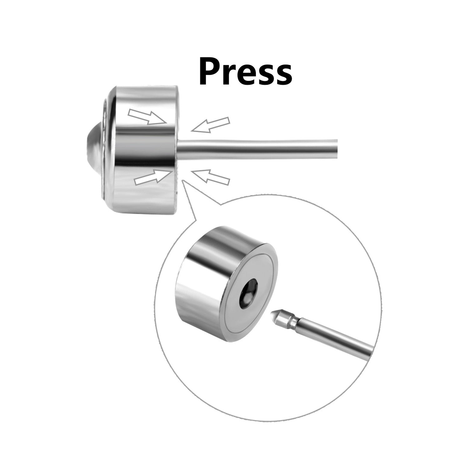 3mm - 5mm Steel Color Square Diamond Tap Plug Earrings