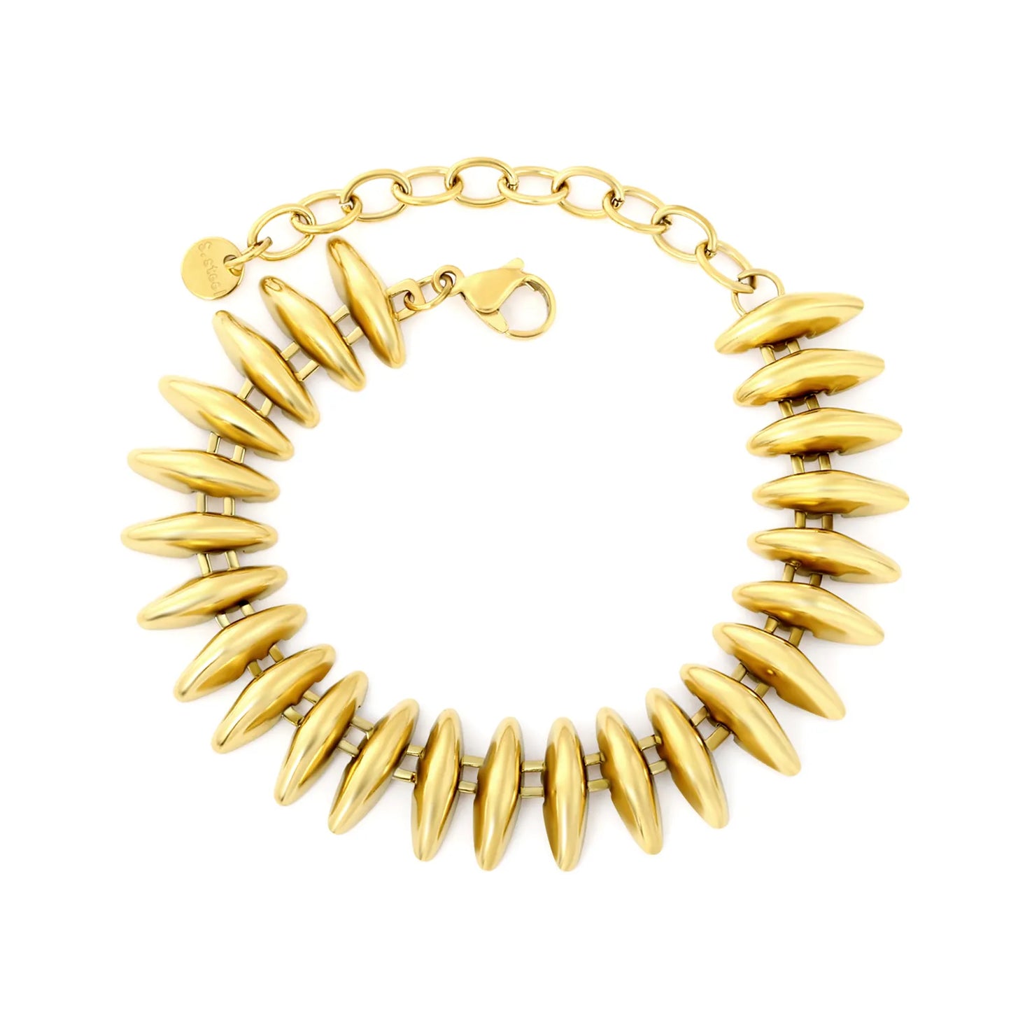 Oval Disc Link Adjustable Chain Bracelet | Statement Bracelet MOQ 12