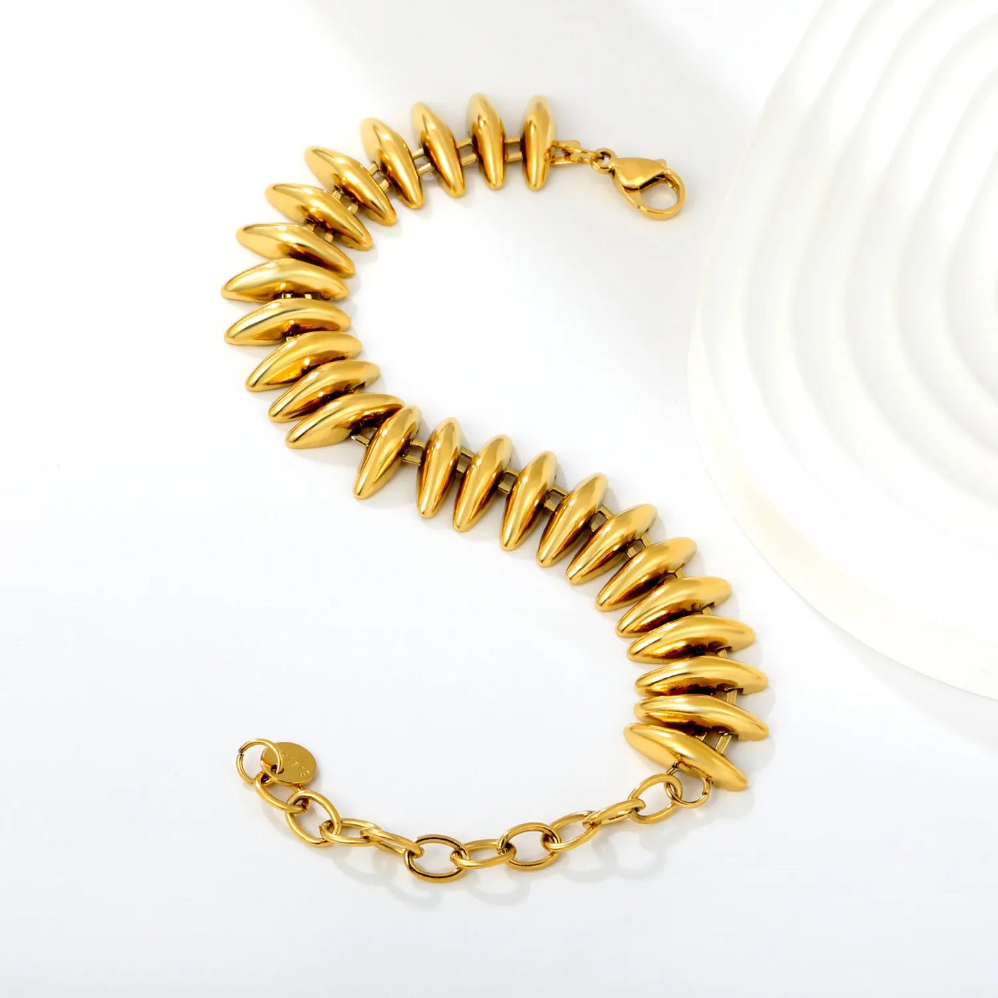 Oval Disc Link Adjustable Chain Bracelet | Statement Bracelet MOQ 12