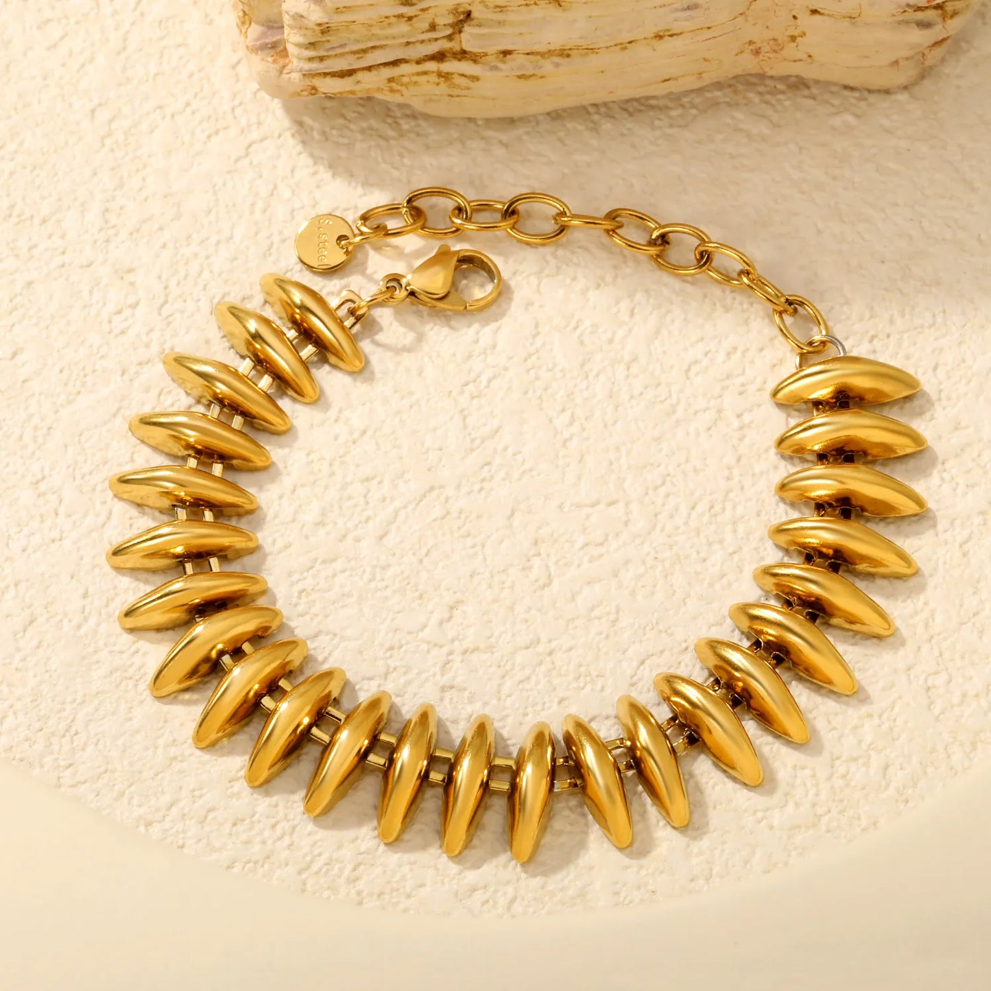 Oval Disc Link Adjustable Chain Bracelet | Statement Bracelet MOQ 12