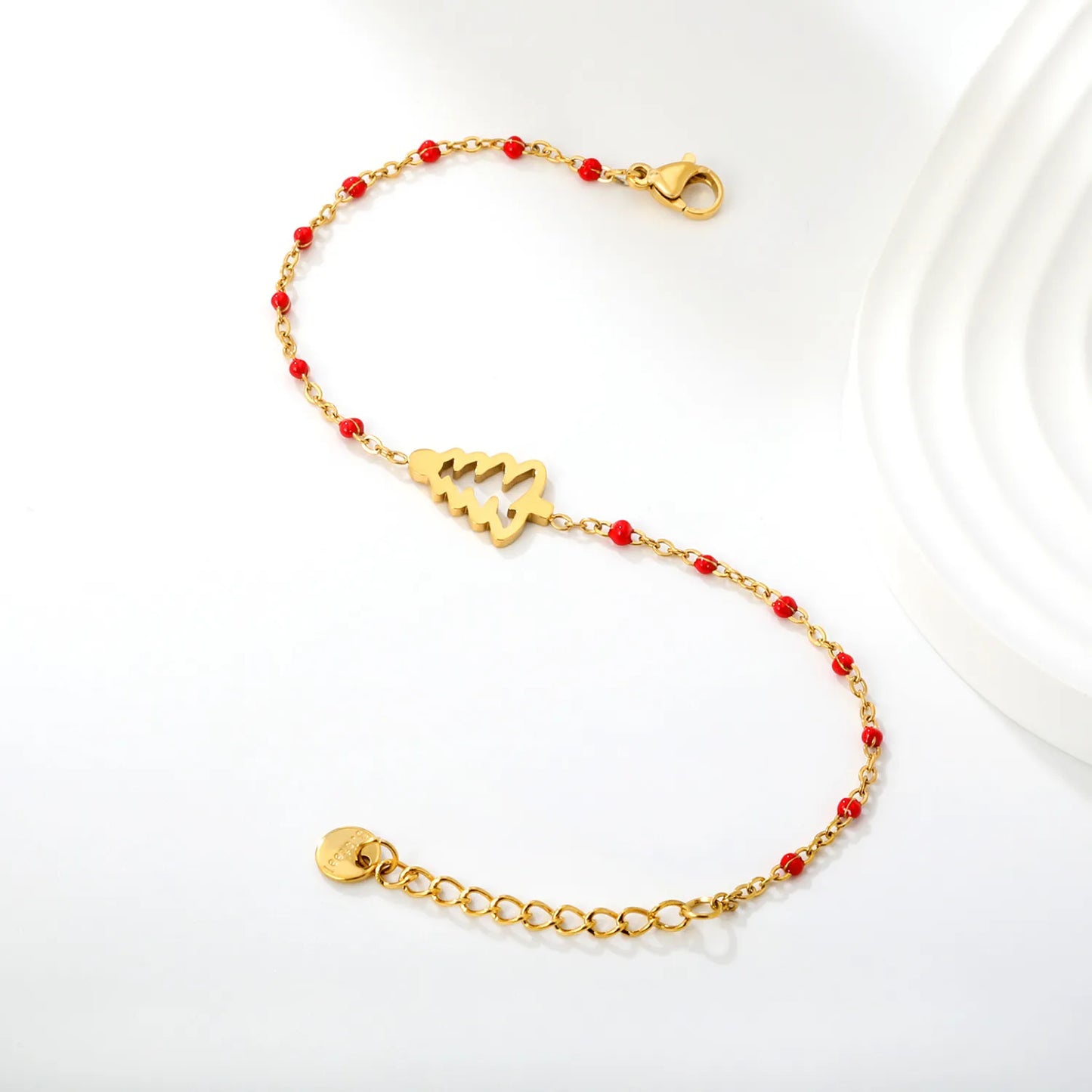 Wholesale Christmas Tree Enamel Station Bracelet | 18K Gold Plated | Two Color Options