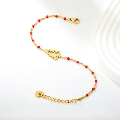 Wholesale Christmas Tree Enamel Station Bracelet | 18K Gold Plated | Two Color Options