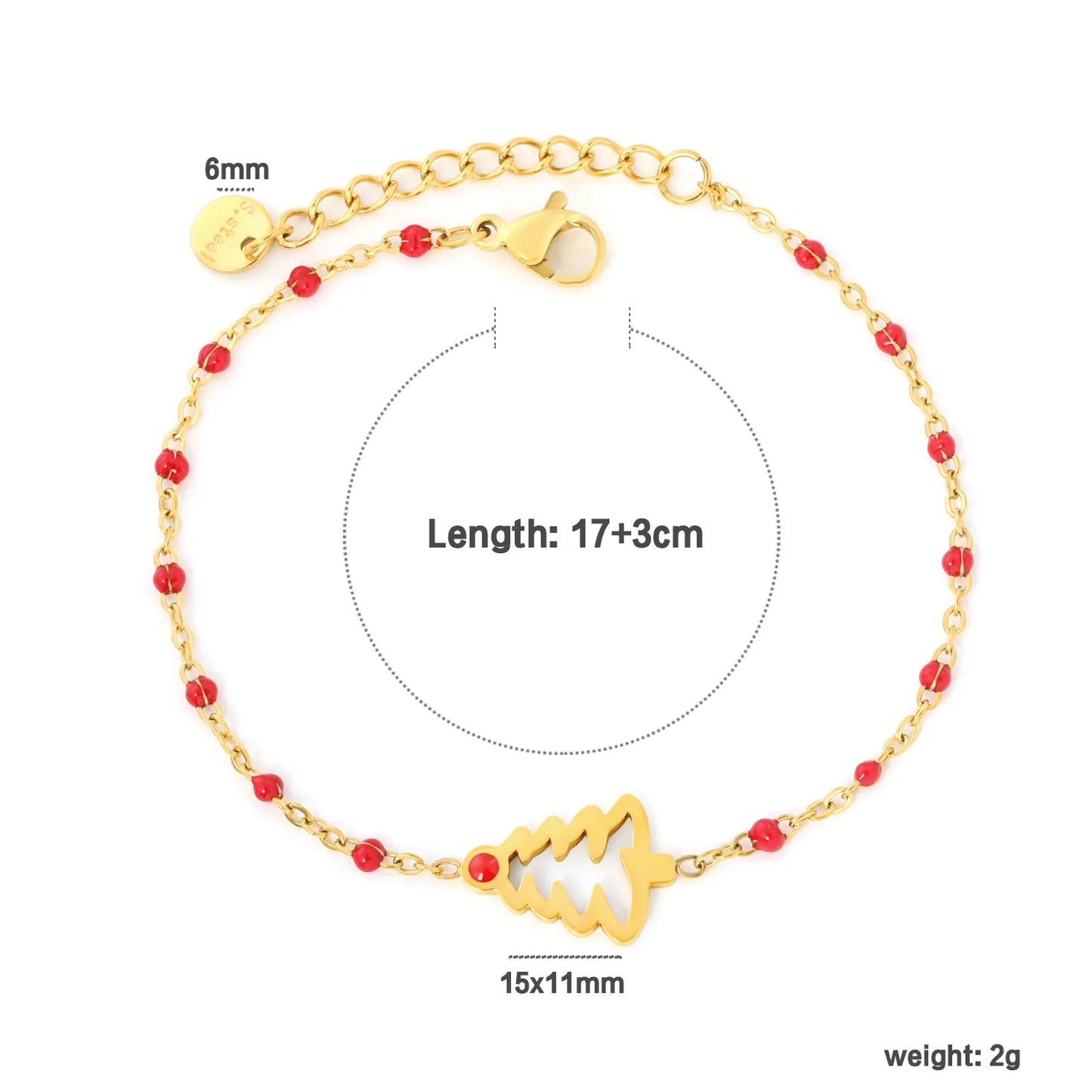 Wholesale Christmas Tree Enamel Station Bracelet | 18K Gold Plated | Two Color Options