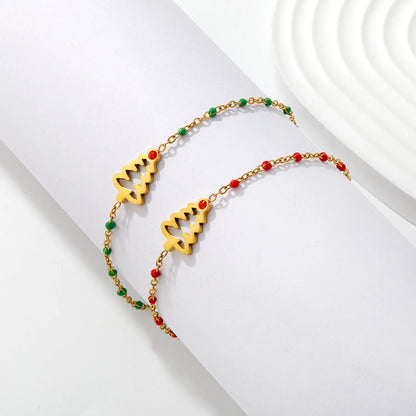 Wholesale Christmas Tree Enamel Station Bracelet | 18K Gold Plated | Two Color Options