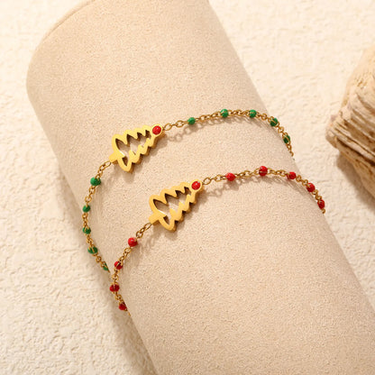 Wholesale Christmas Tree Enamel Station Bracelet | 18K Gold Plated | Two Color Options