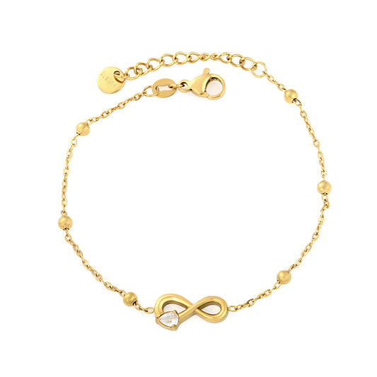 Dainty CZ Infinity Symbol Beaded Station Chain Bracelet | Bulk Order MOQ 12