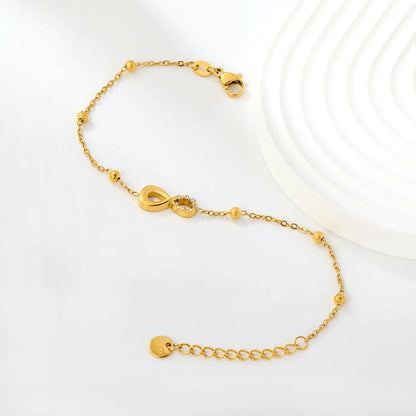 Half Pavé CZ Infinity Symbol Beaded Station Bracelet | Dainty Bracelet Wholesale MOQ 12