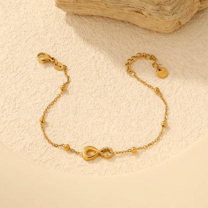Half Pavé CZ Infinity Symbol Beaded Station Bracelet | Dainty Bracelet Wholesale MOQ 12