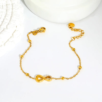 Half Pavé CZ Infinity Symbol Beaded Station Bracelet | Dainty Bracelet Wholesale MOQ 12
