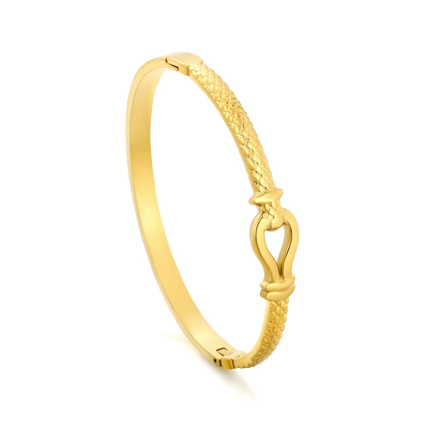Woven Rope‑Textured Knot Motif Hinged Bangle | Vintage Bracelet Wholesale MOQ 12