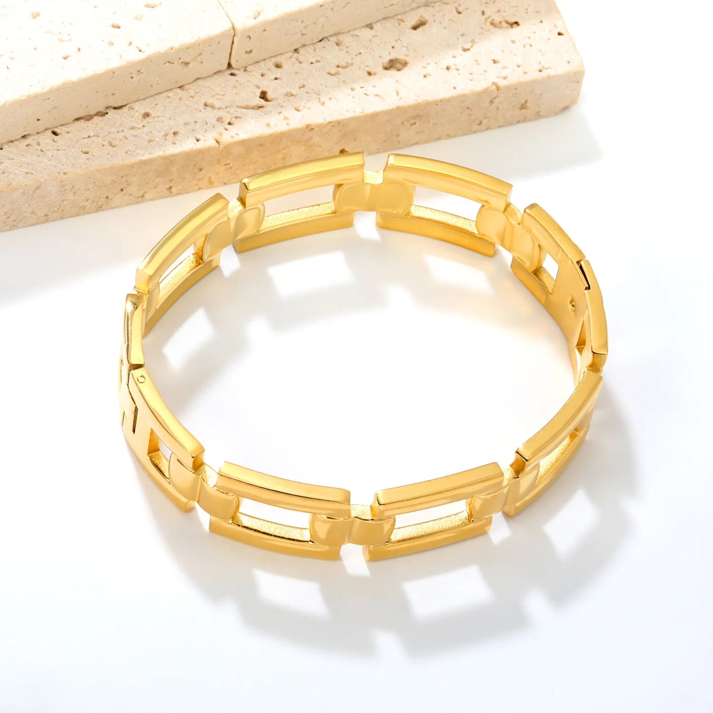 Chunky Statement  Rectangular Link Hinged Bangle Bracelet | Bulk Order MOQ 12