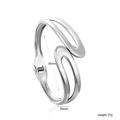 Sculptural Double Curved Spring‑Hinge Cuff Bangle | Two Colors Options | MOQ 12
