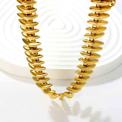Flat Disc Pebble Beaded Statement Necklace | 18K Gold Plated Stainless Steel Necklace for Wholesale