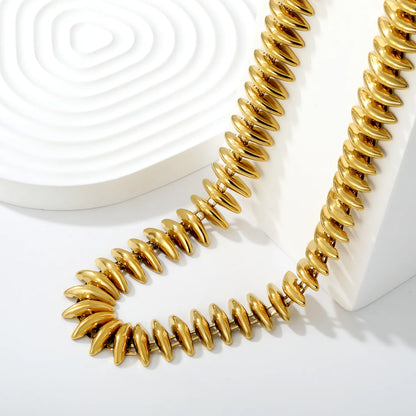 Flat Disc Pebble Beaded Statement Necklace | 18K Gold Plated Stainless Steel Necklace for Wholesale