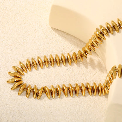 Flat Disc Pebble Beaded Statement Necklace | 18K Gold Plated Stainless Steel Necklace for Wholesale