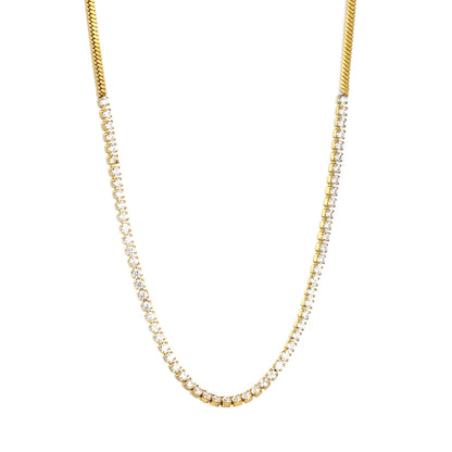 Snake Chain Spliced CZ Tennis Necklace | 18K Gold Plated Stainless Steel Dainty Choker for Wholesale