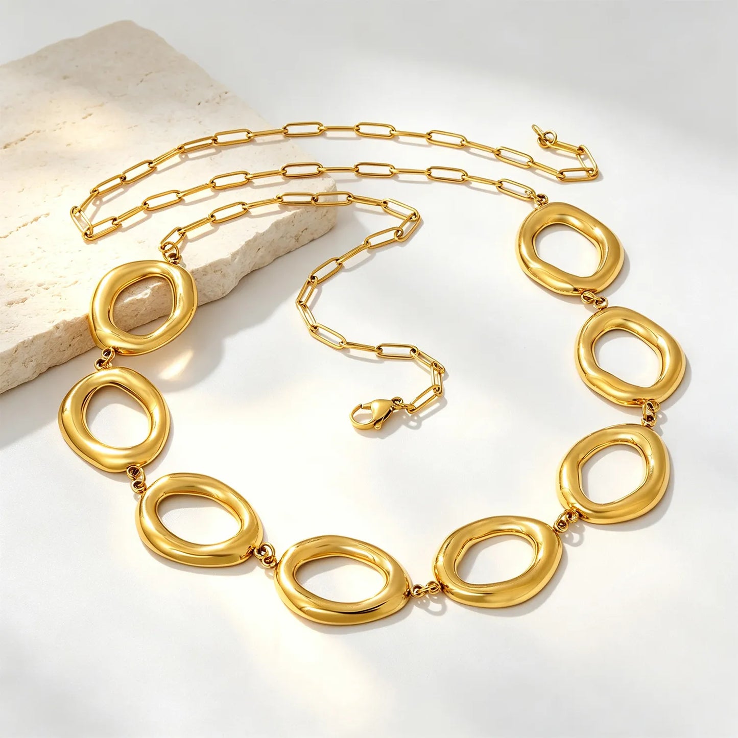 18K Gold Plated Irregular Oval Link Waist Chain | Modern Body Chain Wholesale MOQ 12