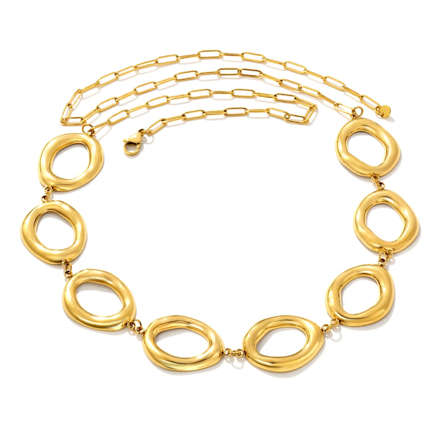 18K Gold Plated Irregular Oval Link Waist Chain | Modern Body Chain Wholesale MOQ 12