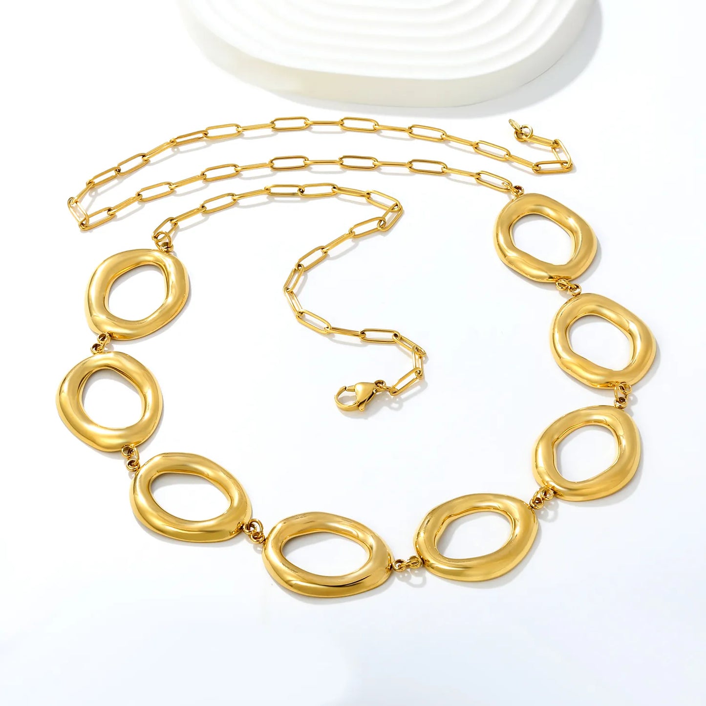 18K Gold Plated Irregular Oval Link Waist Chain | Modern Body Chain Wholesale MOQ 12