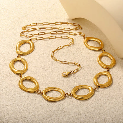 18K Gold Plated Irregular Oval Link Waist Chain | Modern Body Chain Wholesale MOQ 12