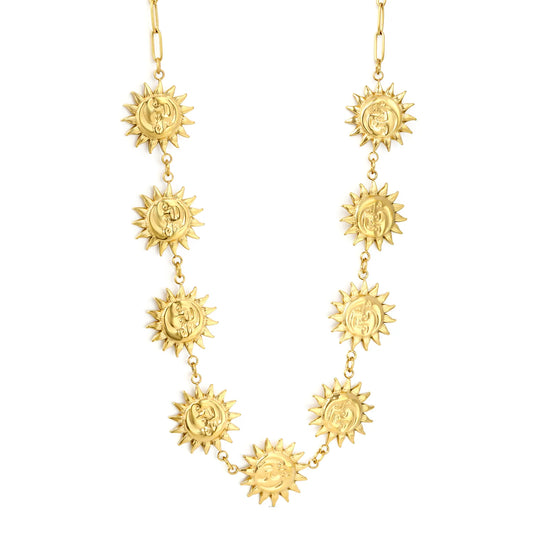 Sun Face Medallion Waist Chain | 18K Gold Plated Stainless Steel Boho Summer Body Chain Wholesale