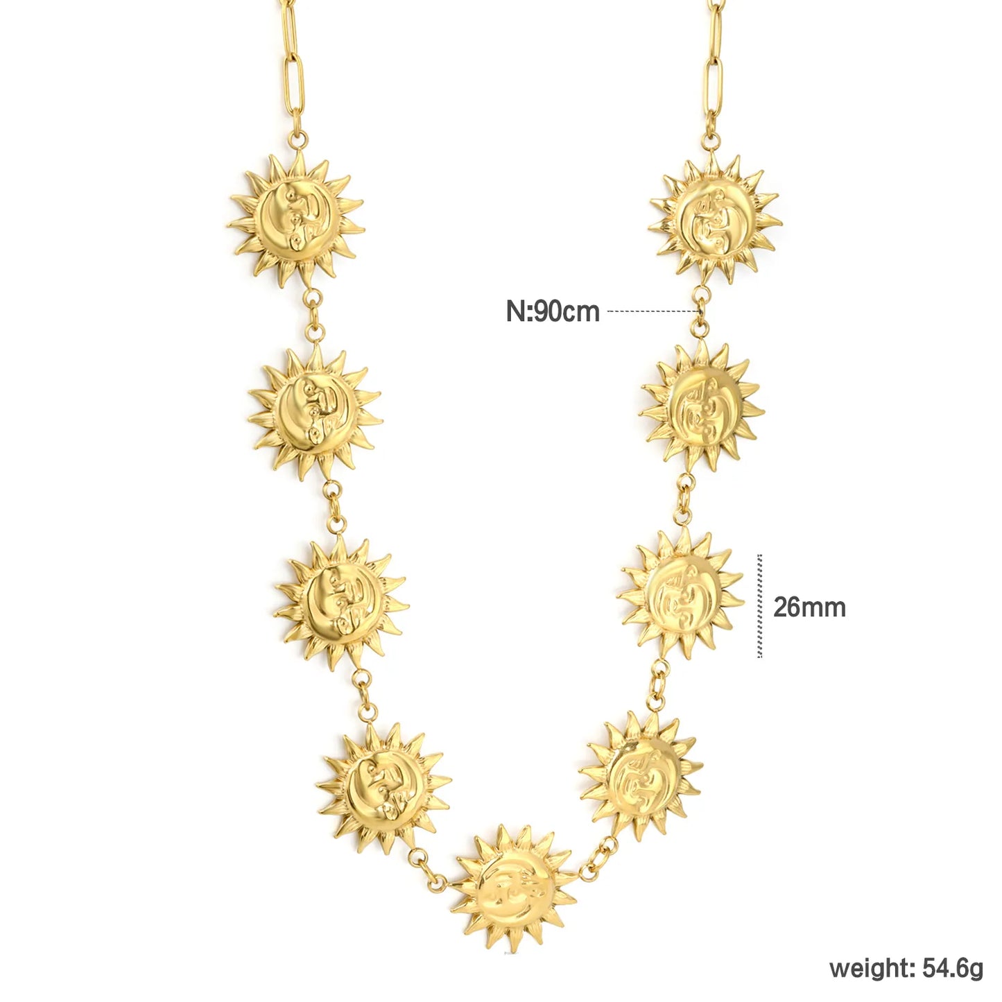 Sun Face Medallion Waist Chain | 18K Gold Plated Stainless Steel Boho Summer Body Chain Wholesale