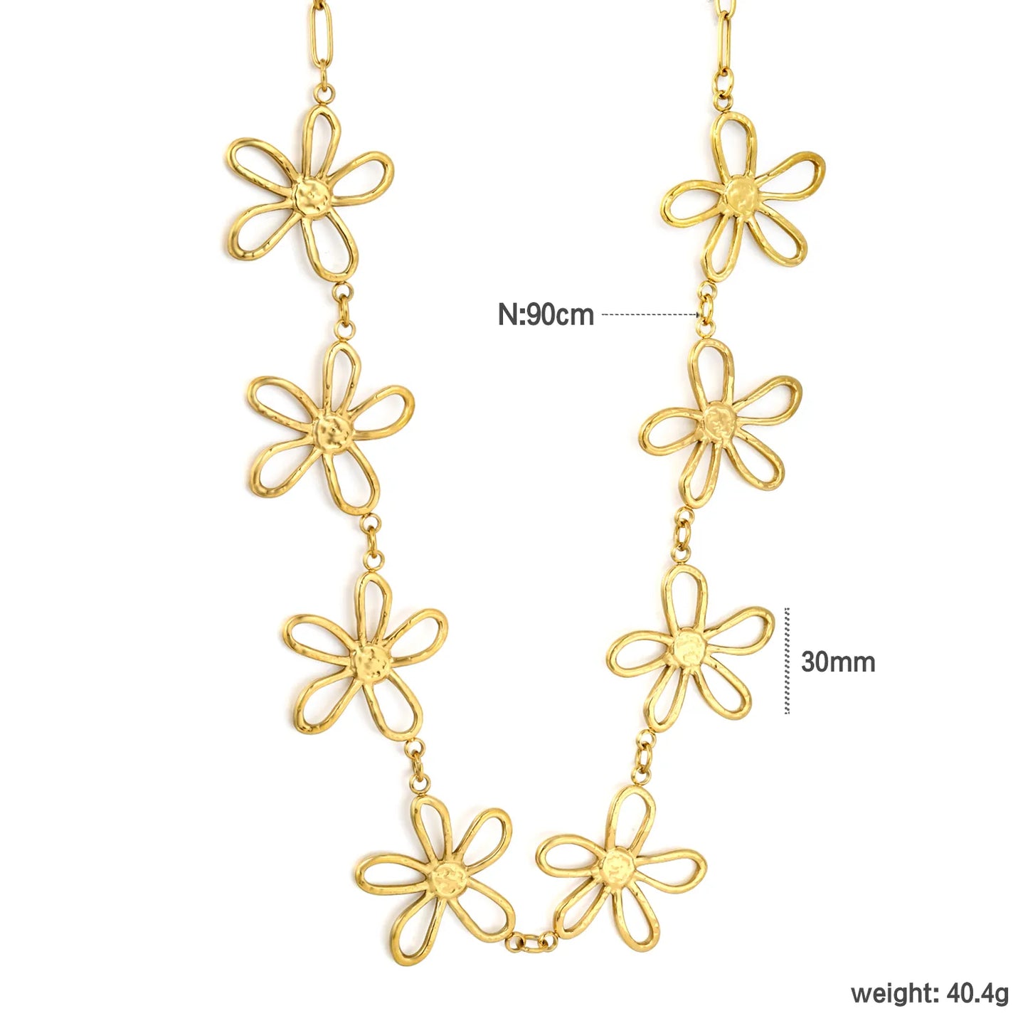 Cut‑Out Outline Flower Waist Chain | 18K Gold Plated Stainless Steel Boho Floral Body Chain Wholesale