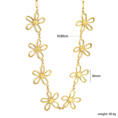 Cut‑Out Outline Flower Waist Chain | 18K Gold Plated Stainless Steel Boho Floral Body Chain Wholesale