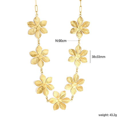 Boho Summer Body Chain Textured Floral Waist Chain | 18K Gold Plated Stainless Steel | MOQ 12