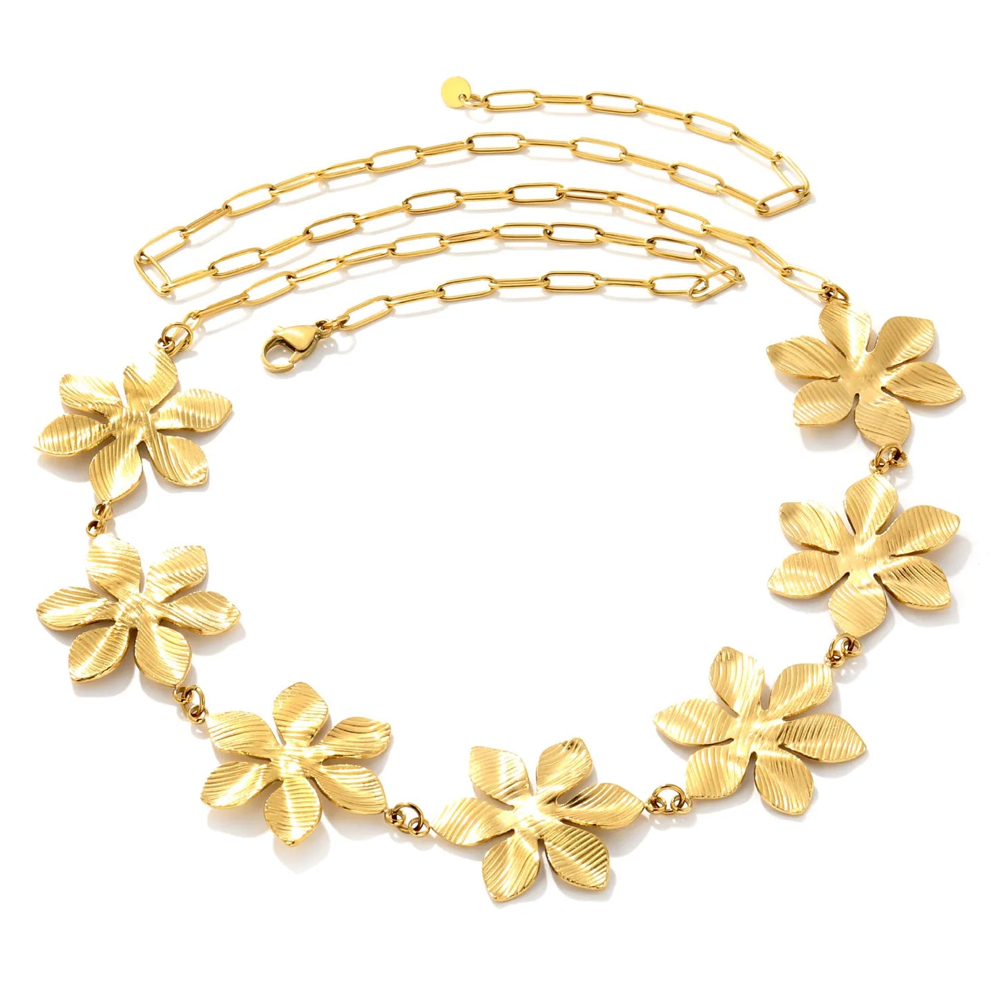 Boho Summer Body Chain Textured Floral Waist Chain | 18K Gold Plated Stainless Steel | MOQ 12