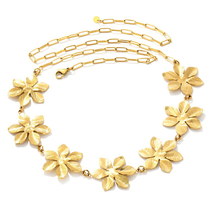 Boho Summer Body Chain Textured Floral Waist Chain | 18K Gold Plated Stainless Steel | MOQ 12