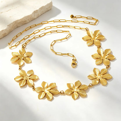 Boho Summer Body Chain Textured Floral Waist Chain | 18K Gold Plated Stainless Steel | MOQ 12