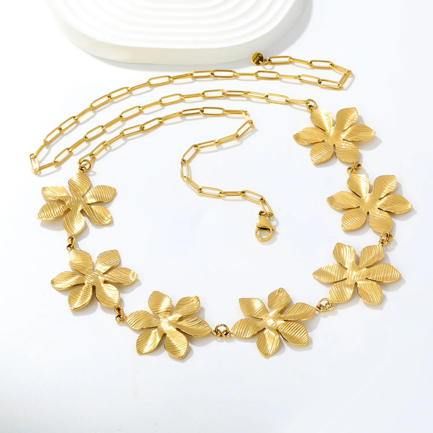 Boho Summer Body Chain Textured Floral Waist Chain | 18K Gold Plated Stainless Steel | MOQ 12