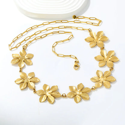 Boho Summer Body Chain Textured Floral Waist Chain | 18K Gold Plated Stainless Steel | MOQ 12
