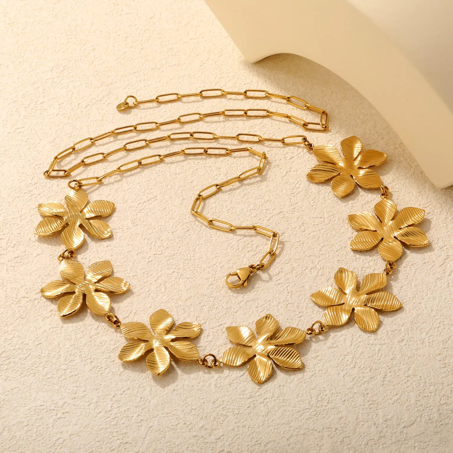 Boho Summer Body Chain Textured Floral Waist Chain | 18K Gold Plated Stainless Steel | MOQ 12
