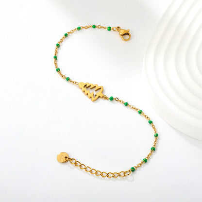 Wholesale Christmas Tree Enamel Station Bracelet | 18K Gold Plated | Two Color Options