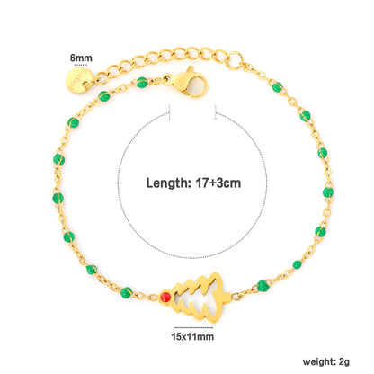 Wholesale Christmas Tree Enamel Station Bracelet | 18K Gold Plated | Two Color Options