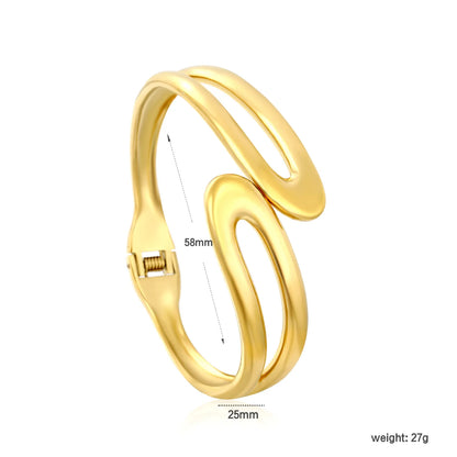 Sculptural Double Curved Spring‑Hinge Cuff Bangle | Two Colors Options | MOQ 12