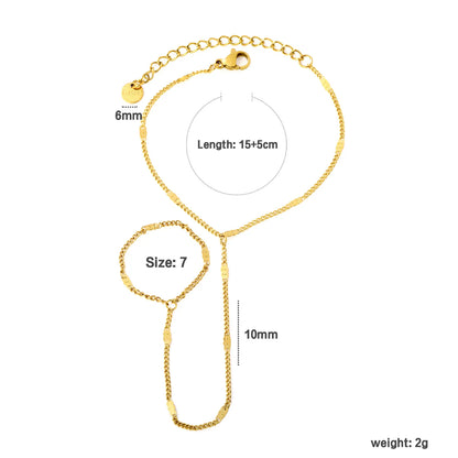 Textured Flat Link Hand Chain Harness | 18K Gold Plated Stainless Steel | MOQ 12