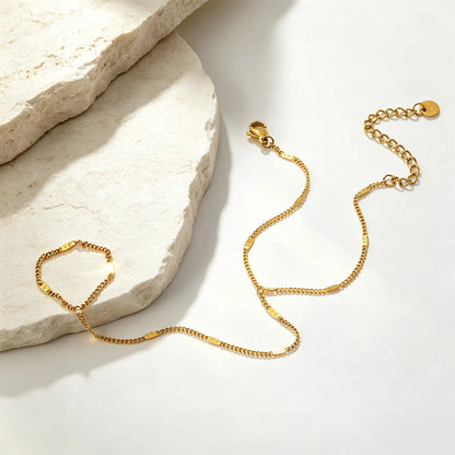 Textured Flat Link Hand Chain Harness | 18K Gold Plated Stainless Steel | MOQ 12