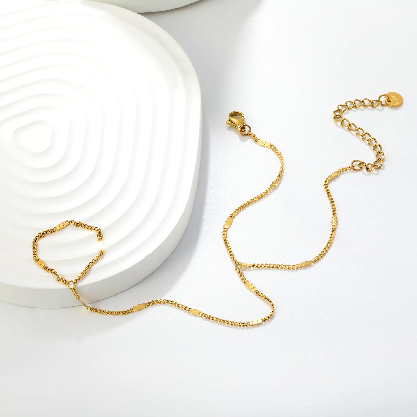 Textured Flat Link Hand Chain Harness | 18K Gold Plated Stainless Steel | MOQ 12
