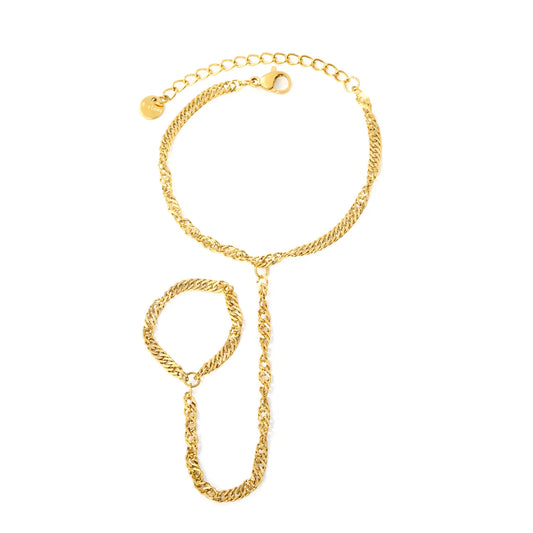 Bold Curb Linked Hand Chain for Wholesale | 18K Gold Plated Stainless Steel | Bulk Order 12