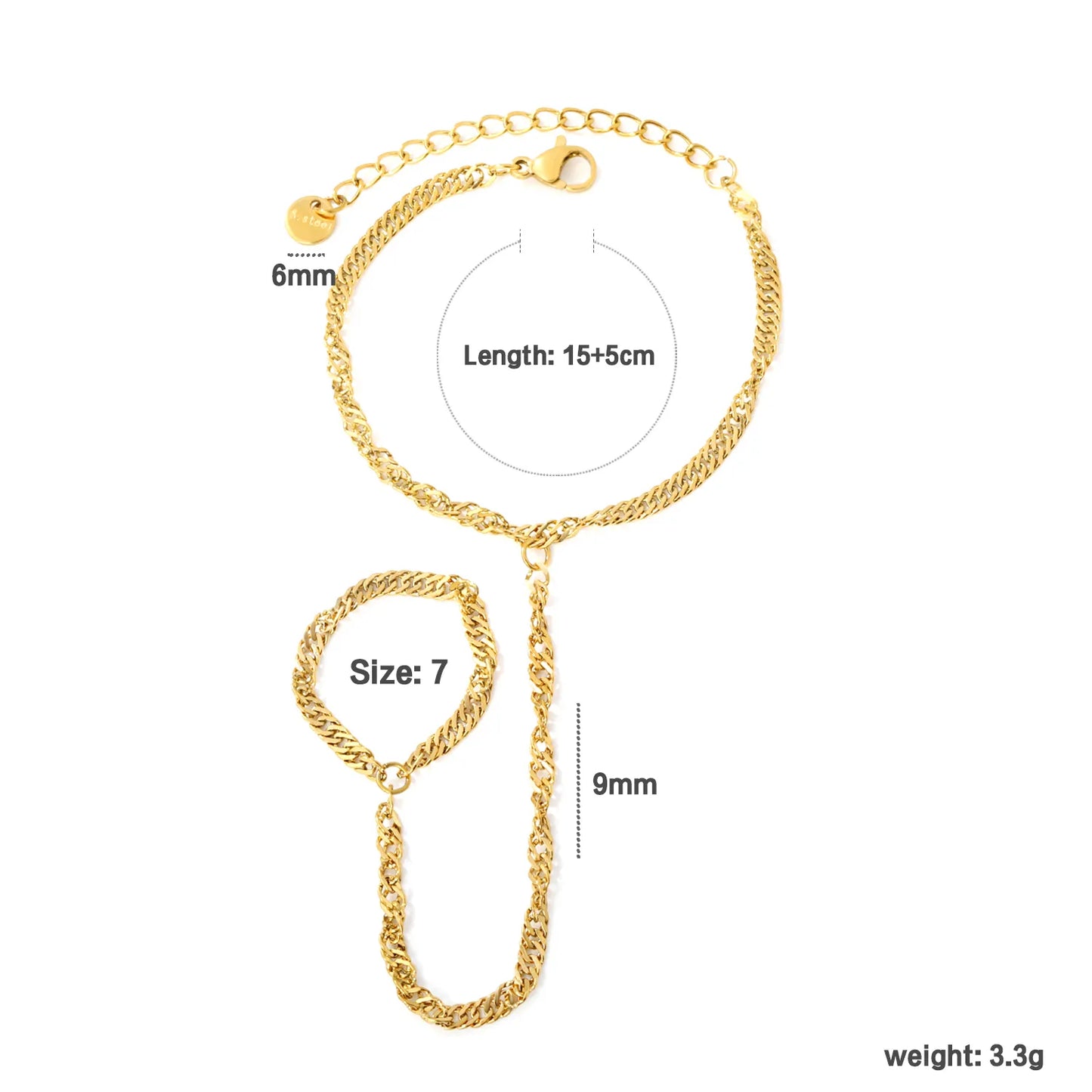 Bold Curb Linked Hand Chain for Wholesale | 18K Gold Plated Stainless Steel | Bulk Order 12