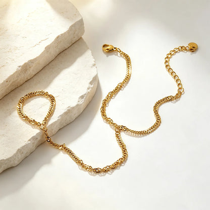 Bold Curb Linked Hand Chain for Wholesale | 18K Gold Plated Stainless Steel | Bulk Order 12