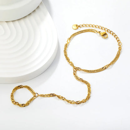 Bold Curb Linked Hand Chain for Wholesale | 18K Gold Plated Stainless Steel | Bulk Order 12