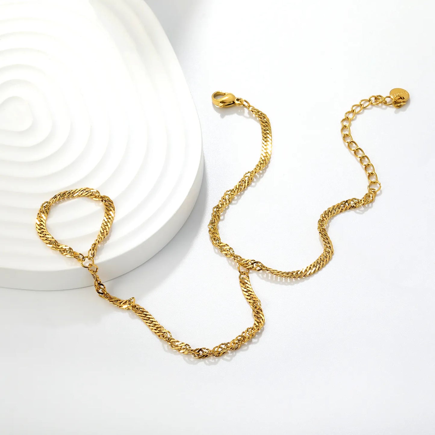 Bold Curb Linked Hand Chain for Wholesale | 18K Gold Plated Stainless Steel | Bulk Order 12