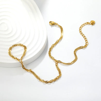 Bold Curb Linked Hand Chain for Wholesale | 18K Gold Plated Stainless Steel | Bulk Order 12